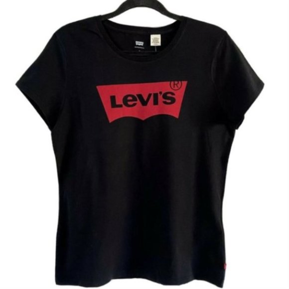 ⛔️SOLD⛔️ LEVI'S Short Sleeve Crew Neck T-Shirt Black w/ Red Batwing Logo Size XL - Picture 9 of 14